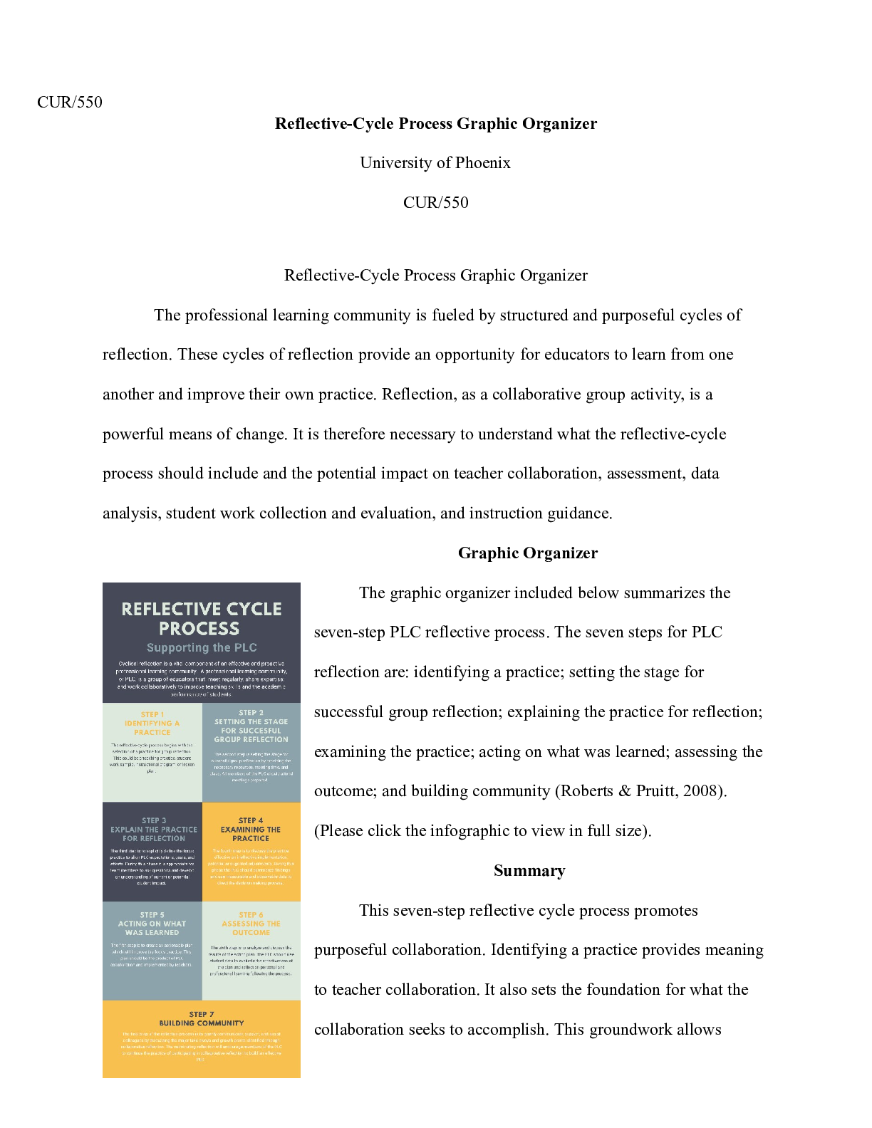 Preview image of Reflective Cycle Process Graphic Organizer.docx    CUR/550  Reflective-Cycle Process Graph document